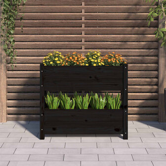 Plantenbak 77x25x66 cm massief grenenhout zwart 3