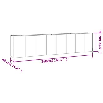 Plantenbak verhoogd 360x40x80 cm cortenstaal 8