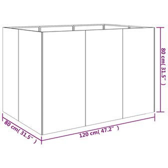 Plantenbak verhoogd 120x80x80 cm cortenstaal 8