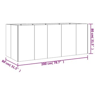 Plantenbak verhoogd 200x80x80 cm cortenstaal 8