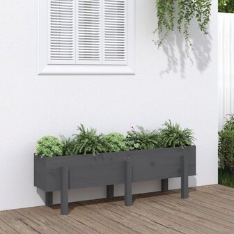 Plantenbak verhoogd 121x30x38 cm massief grenenhout grijs 1