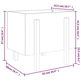 Plantenbak 62x50x57 cm massief grenenhout zwart 9