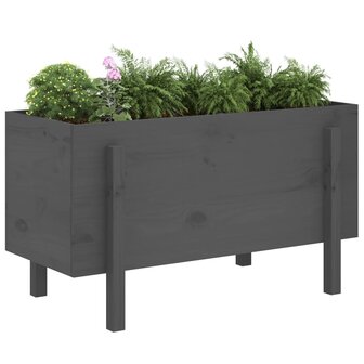 Plantenbak verhoogd 101x50x57 cm massief grenenhout grijs 3