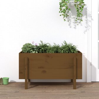 Plantenbak verhoogd 101x50x57 cm massief grenenhout honingbruin 1