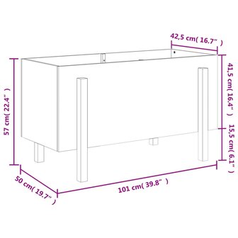 Plantenbak verhoogd 101x50x57 cm massief grenenhout honingbruin 9