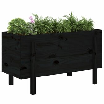 Plantenbak verhoogd 101x50x57 cm massief grenenhout zwart 3