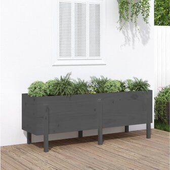 Plantenbak verhoogd 160x50x57 cm massief grenenhout grijs 1