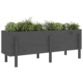 Plantenbak verhoogd 160x50x57 cm massief grenenhout grijs 3