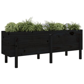 Plantenbak verhoogd 160x50x57 cm massief grenenhout zwart 3