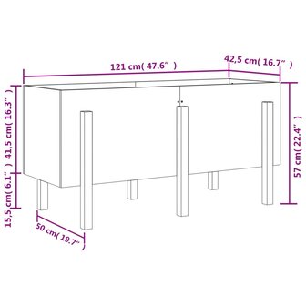 Plantenbak verhoogd 121x50x57 cm massief grenenhout 9