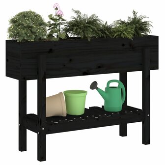 Plantenbak verhoogd 101x30x69 cm massief grenenhout zwart 3