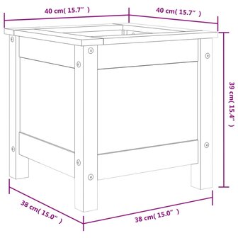 Plantenbak 40x40x39 cm massief grenenhout grijs 9