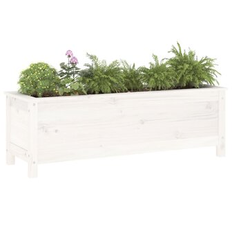 Plantenbak verhoogd 119,5x40x39 cm massief grenenhout wit 3