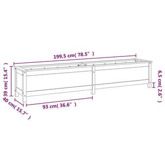 Plantenbak verhoogd 199,5x40x39 cm massief grenenhout grijs 9