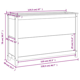 Plantenbak verhoogd 119,5x40x78 cm massief grenenhout wit 9