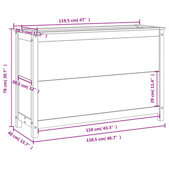 Plantenbak verhoogd 119,5x40x78 cm massief grenen honingbruin 9