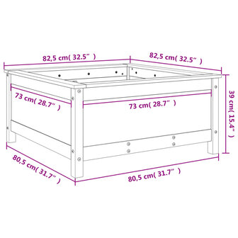 Plantenbak 82,5x82,5x39 cm massief grenenhout 9