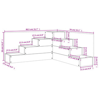 Plantenbak 4-laags 80,5x79x36 cm massief grenenhout zwart 9