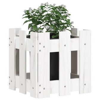 Plantenbak met hekontwerp 30x30x30 cm massief grenenhout wit 3