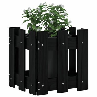 Plantenbak met hekontwerp 30x30x30 cm massief grenenhout zwart 3