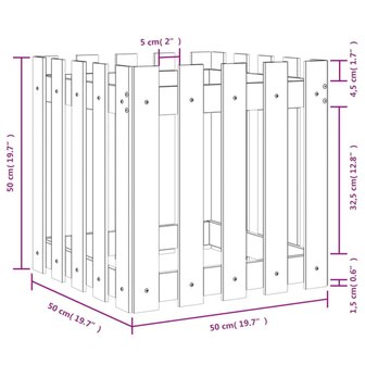 Plantenbak met hekontwerp 50x50x50 cm ge&iuml;mpregneerd grenenhout 9