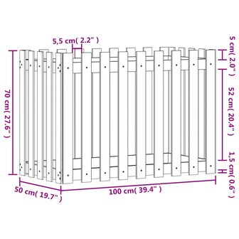 Plantenbak verhoogd hekontwerp 100x50x70 cm ge&iuml;mpregneerd hout 9