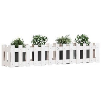 Plantenbak verhoogd hekontwerp 150x30x30 cm grenenhout wit 3