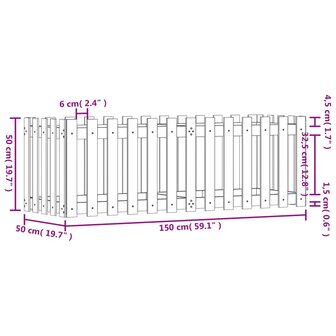 Plantenbak verhoogd hekontwerp 150x50x50 cm grenenhout wit 9