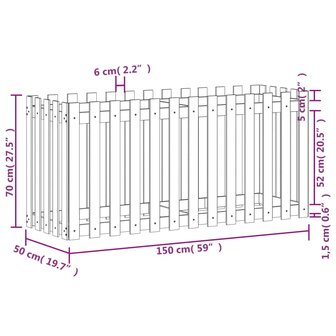 Plantenbak verhoogd hekontwerp 150x50x70 cm massief douglashout 9