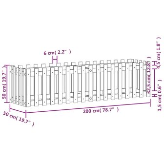 Plantenbak verhoogd hekontwerp 200x50x50 cm ge&iuml;mpregneerd hout 9