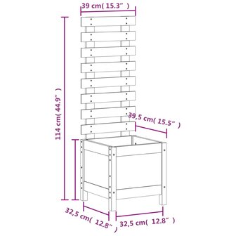 Plantenbak met rek 39x39,5x114 cm massief grenenhout zwart 9