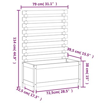 Plantenbak met rek 79x39,5x114 cm massief grenenhout wit 9