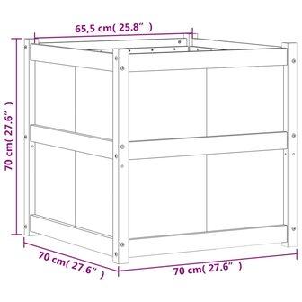 Plantenbak 70x70x70 cm massief grenenhout wasbruin 10