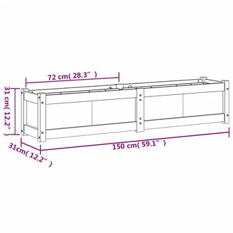 Plantenbak 150x31x31 cm massief grenenhout wit 11