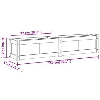 Plantenbak 150x31x31 cm massief grenenhout wasbruin 11