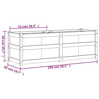 Plantenbak 150x50x50 cm massief grenenhout 11