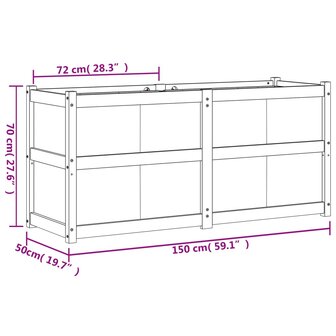 Plantenbak 150x50x70 cm massief grenenhout 11