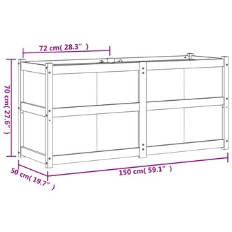 Plantenbak 150x50x70 cm massief grenenhout wasbruin 11