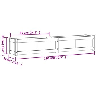 Plantenbak 180x31x31 cm massief grenenhout 11