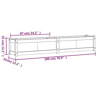 Plantenbak 180x31x31 cm massief grenenhout wit 11