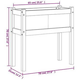 Plantenbak met poten 70x31x70 cm massief grenenhout wit 11