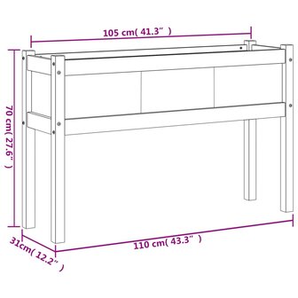 Plantenbak met poten 110x31x70 cm massief grenenhout 11