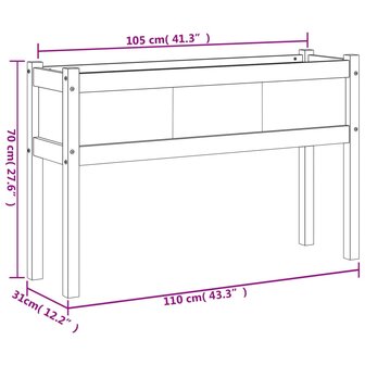 Plantenbak met poten 110x31x70 cm massief douglashout 11