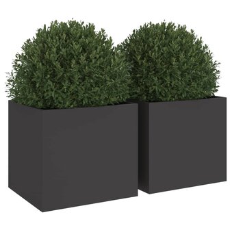 Plantenbakken 2 st 32x30x29 cm koudgewalst staal zwart 4