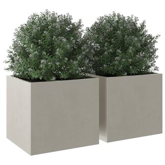 Plantenbakken 2 st 32x30x29 cm roestvrij staal zilverkleurig 4