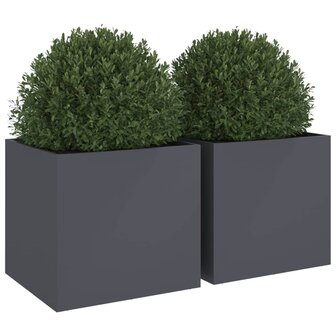 Plantenbakken 2 st 49x47x46 cm koudgewalst staal antracietkleur 4