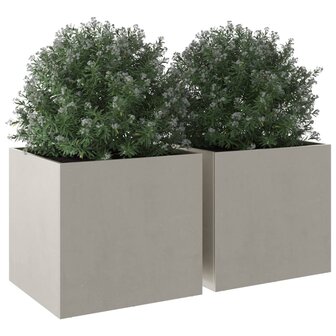 Plantenbakken 2 st 49x47x46 cm roestvrij staal zilverkleurig 4