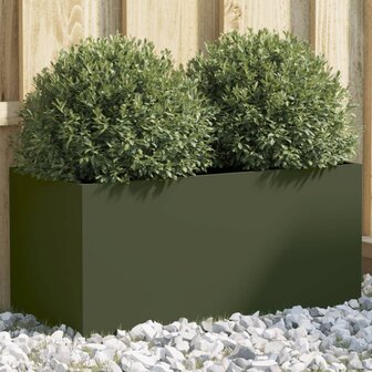 Plantenbak 62x30x29 cm koudgewalst staal olijfgroen 1