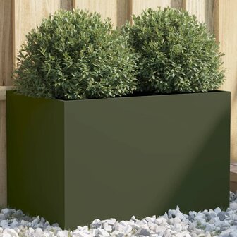 Plantenbak 62x40x39 cm koudgewalst staal olijfgroen 1