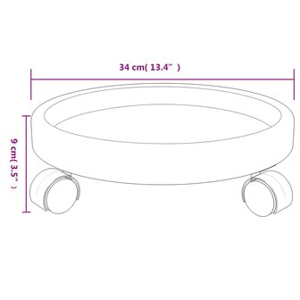 Plantentrolleys 2 st met wielen &oslash;34 cm 35 kg grijs 9